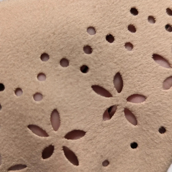 Vintage Puli Tan Button Down Floral Cut Out Blouse Velour  Style Large Festival - Picture 7 of 8